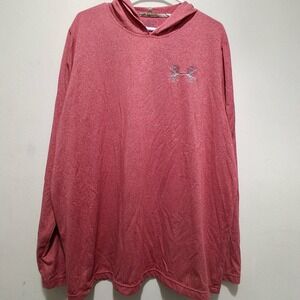 Under Armour Red Heathered Long Sleeve Hoodie Mens XL Realtree Camo Hood Liner